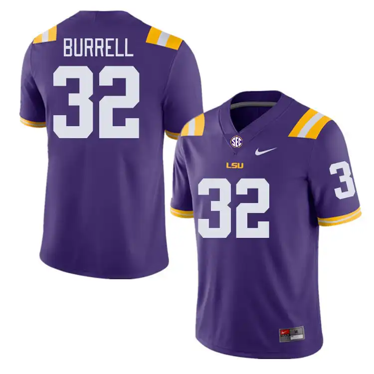 Men's LSU Tigers Aeron Burrell #32 Purple NCAA Football Jersey